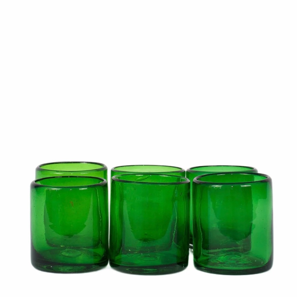 Set of 6 Green Glass Tumblers